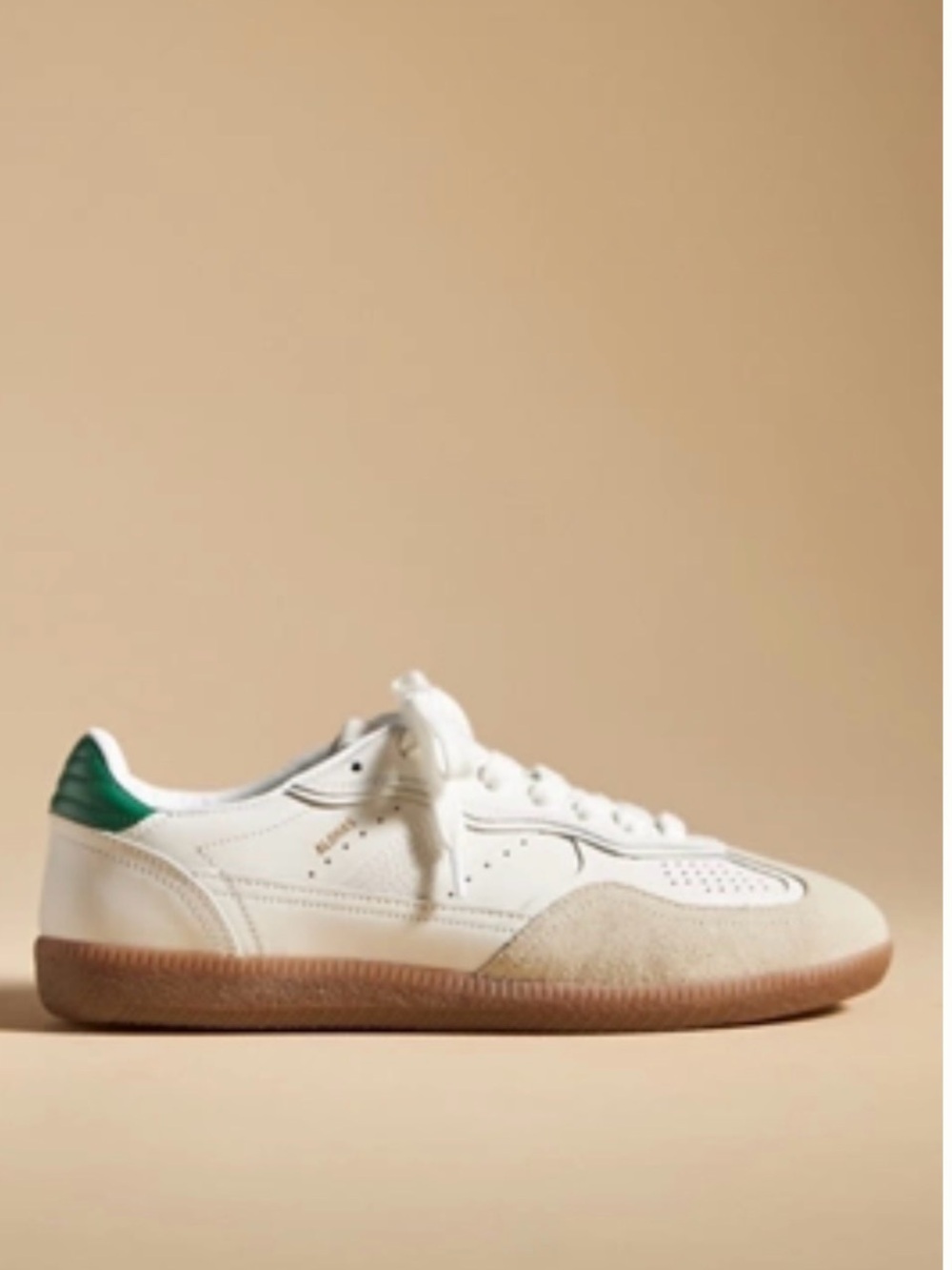 ALOHAS White Leather Sneakers with Green Heel